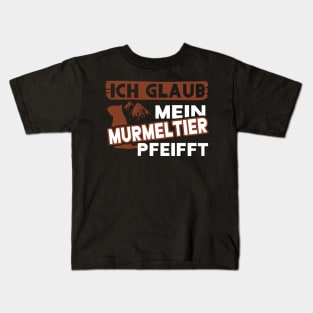 lustiger Murmeltier Alpen Musik Spruch pfeiffen Kids T-Shirt